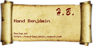 Hand Benjámin névjegykártya